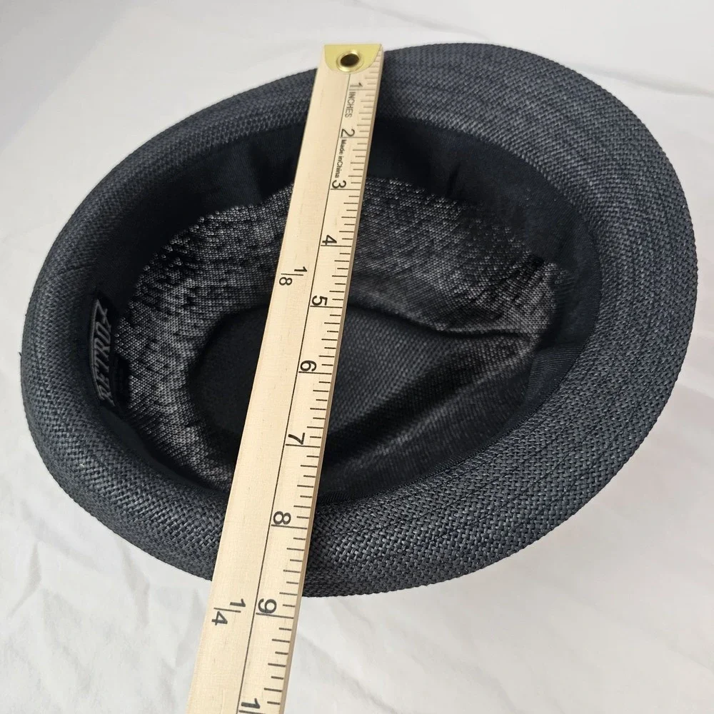 Retro7 Mens Black Fedora Hat Black Size M/L Straw Retro